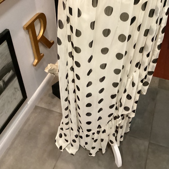 Superb LC Lauren Chiffon Ivory and Black Polka Dot Dress XXL 2X 16 18 20 Plus XL - Picture 4 of 5